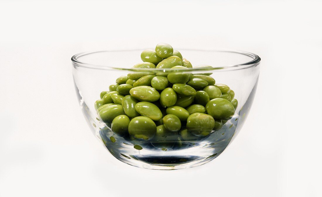 Soybeans in a Clear Glass Bowl