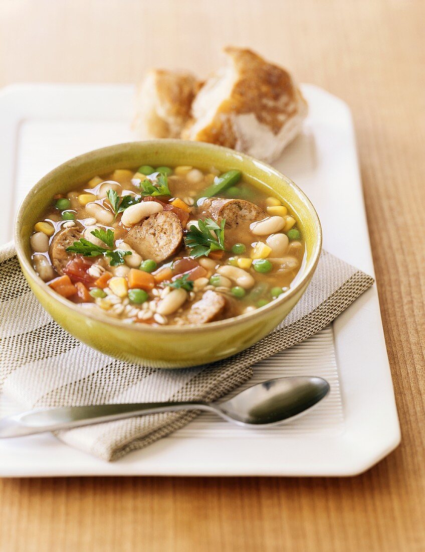 Sausage and White Bean Stew with Bread