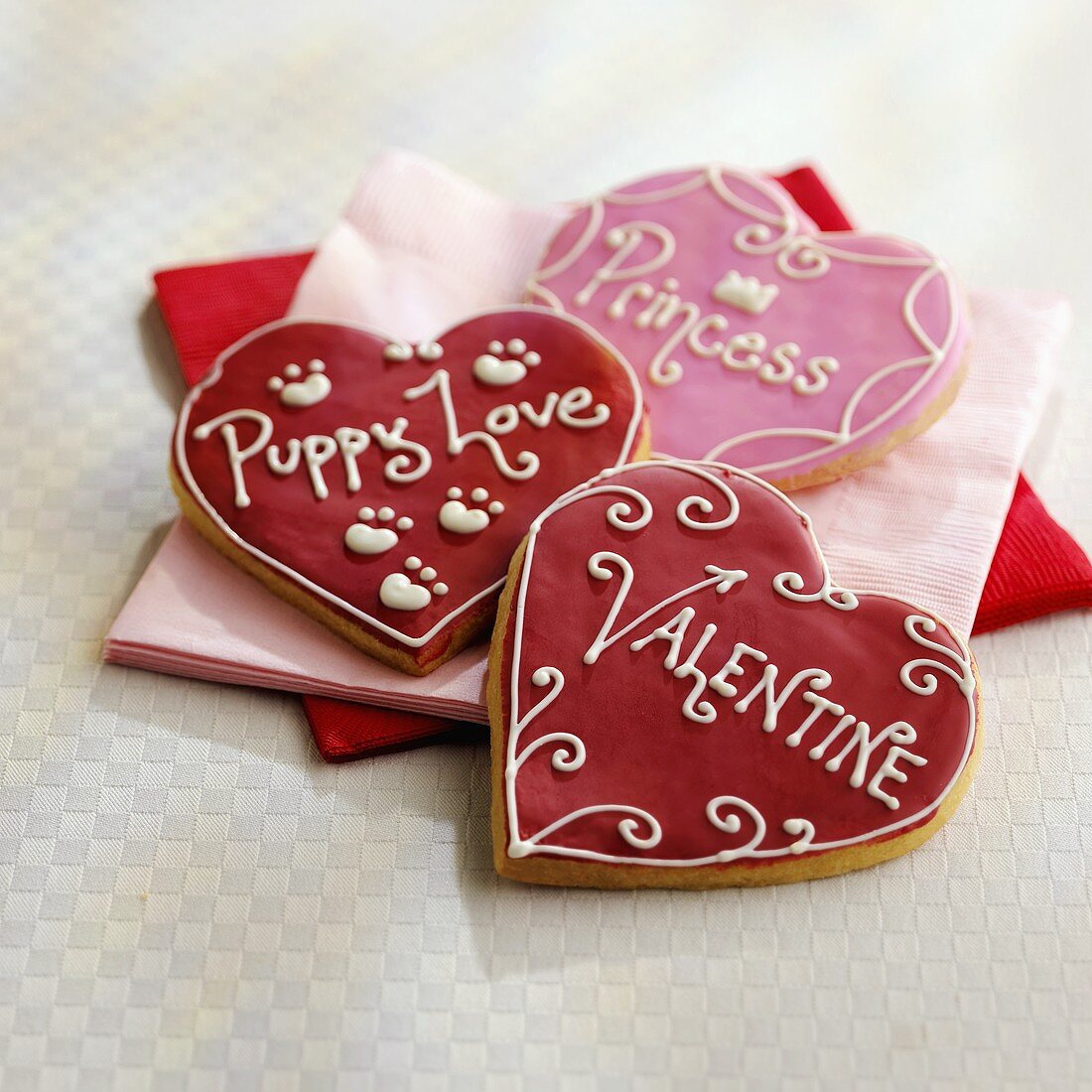 Three Heart Shaped Valentine Cookies