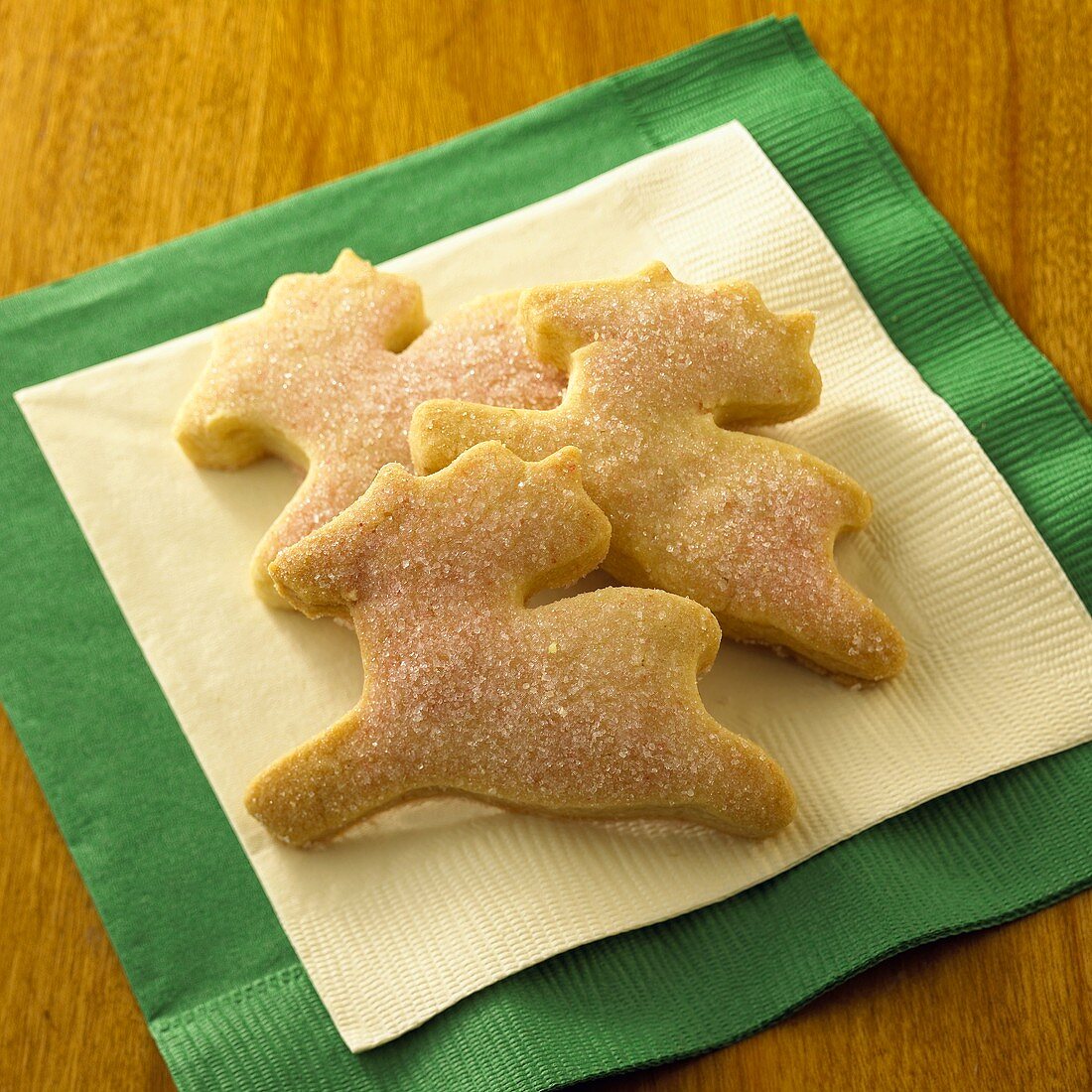 Reindeer Shaped Sugar Cookies with Pink Sugar Sprinkles