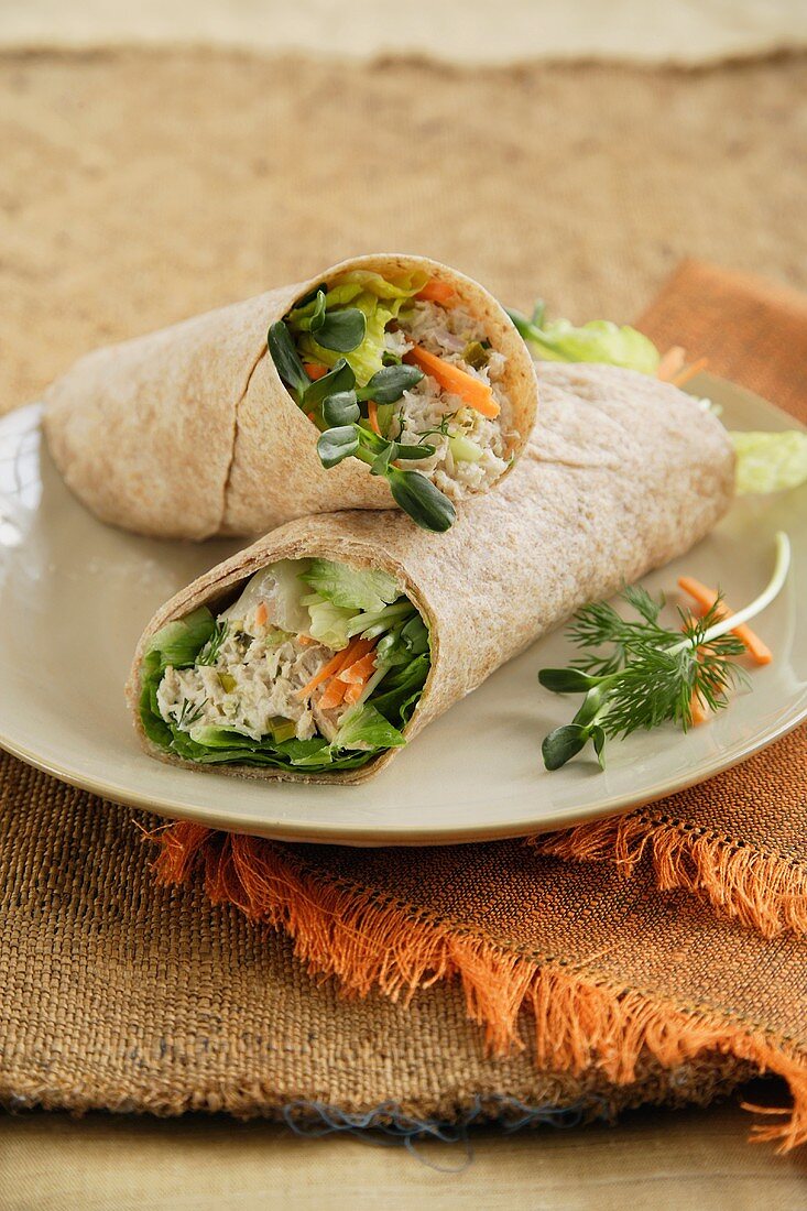 Tuna Salad with Dill in a Whole Wheat Tortilla Wrap