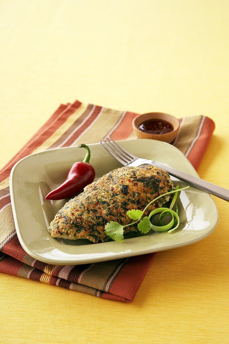 Spicy Sesame and Herb Encrusted Chicken Breast
