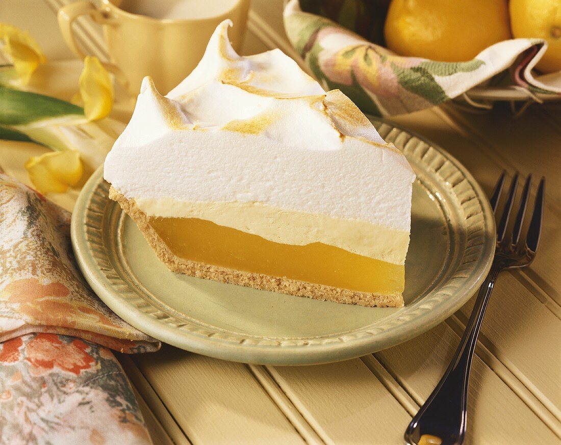 A slice of lemon meringue pie