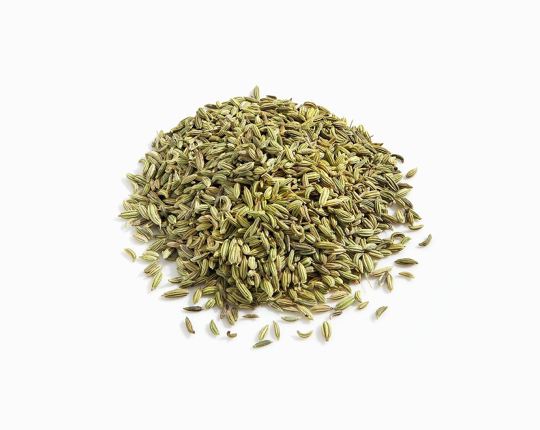 Pile of Fennel Seed on White Background