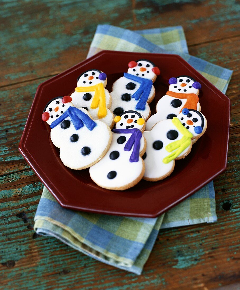 Plate of Snowmen Cookies