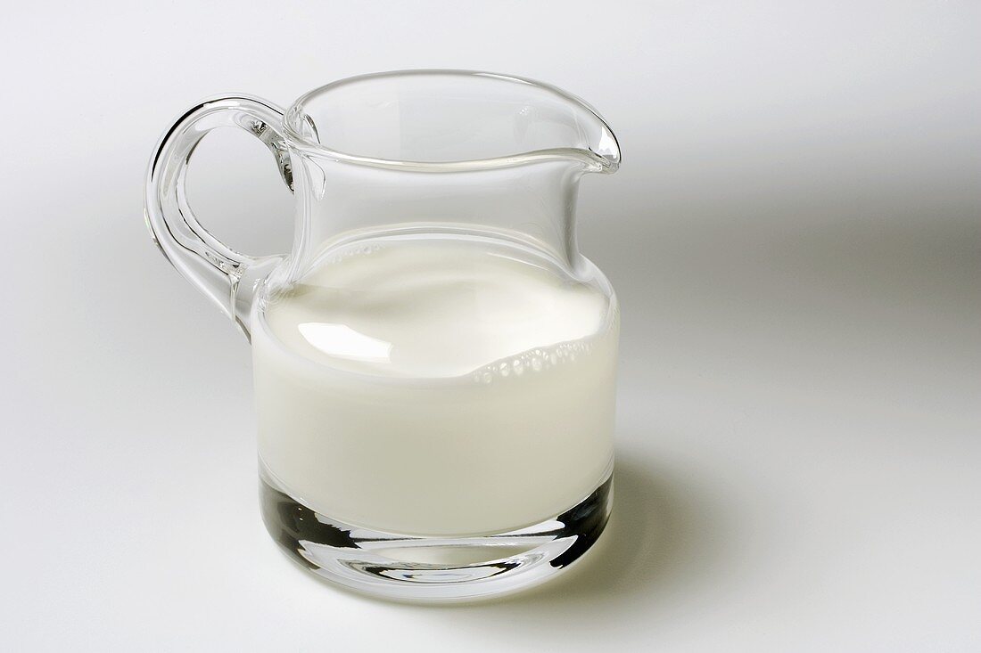 Milk in a glass pitcher