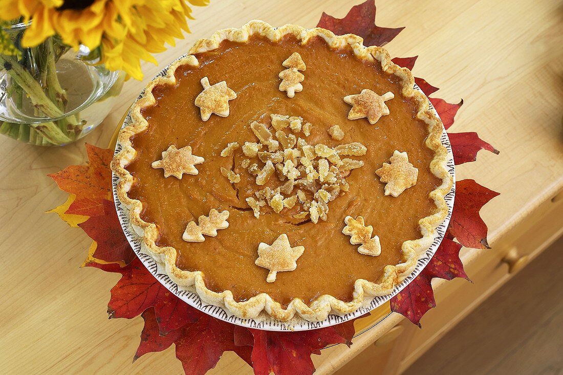 Pumpkin Pie mit kandiertem Ingwer zu Thanksgiving (USA)