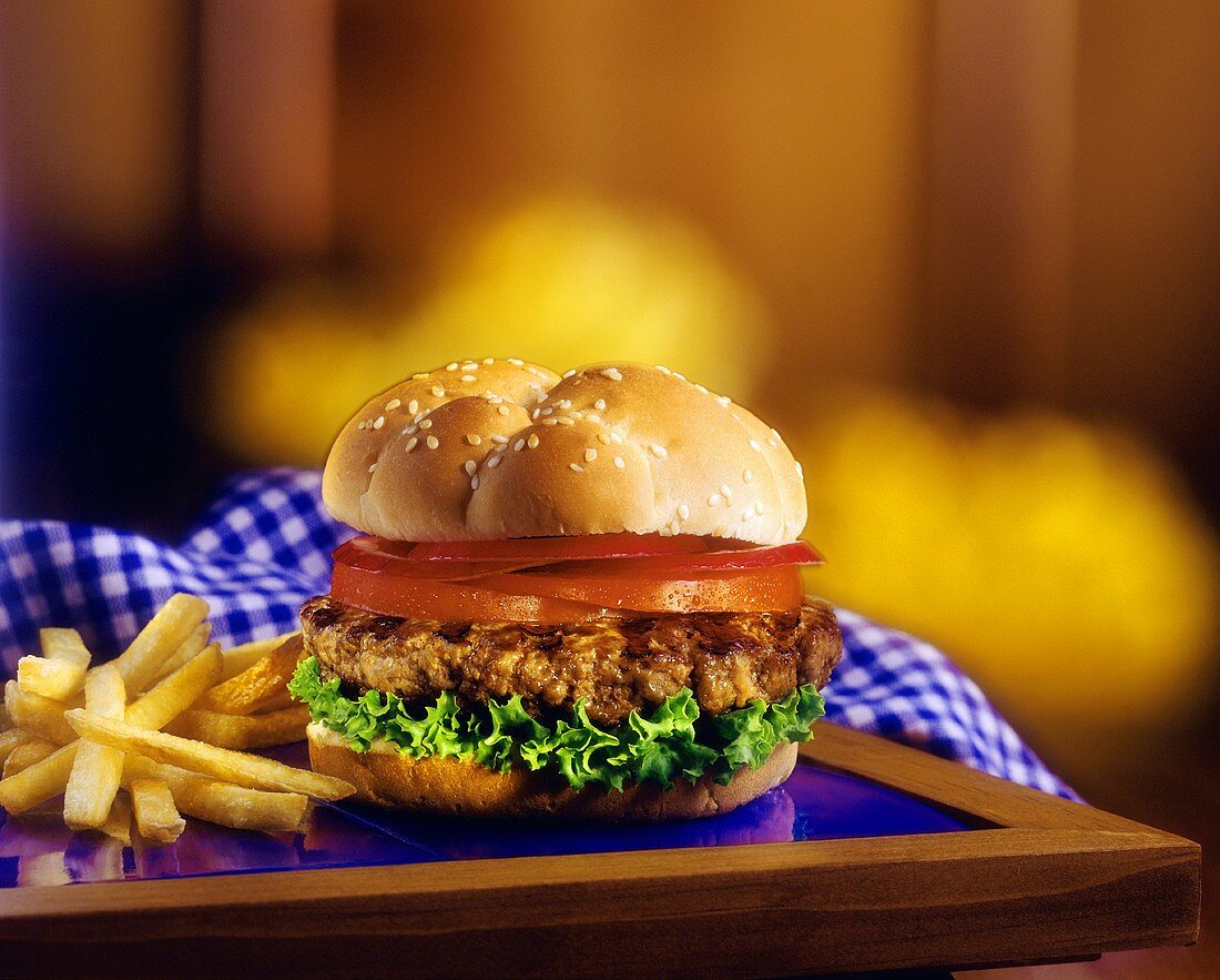 Hamburger mit Pommes frites