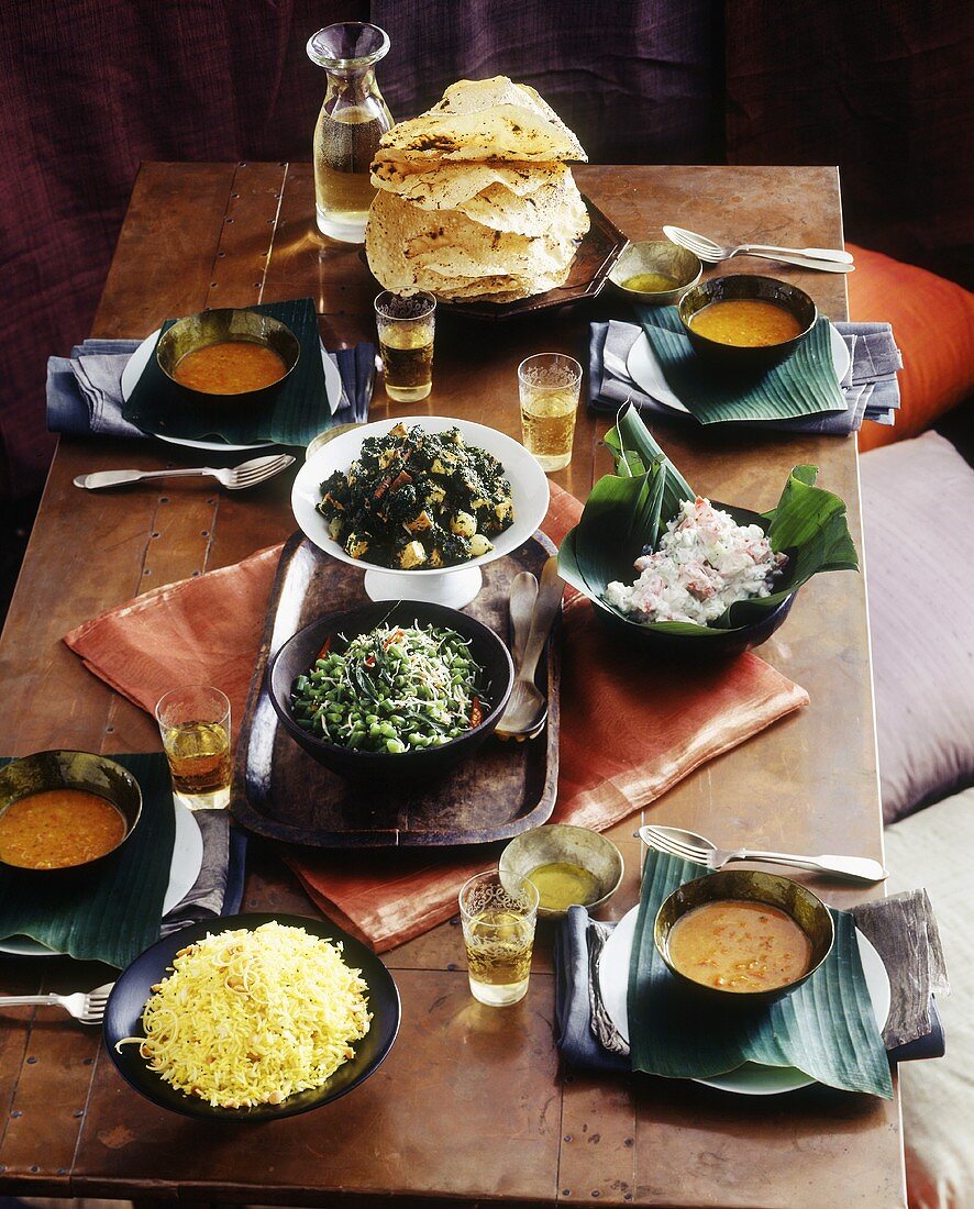 Laid table with Indian dishes