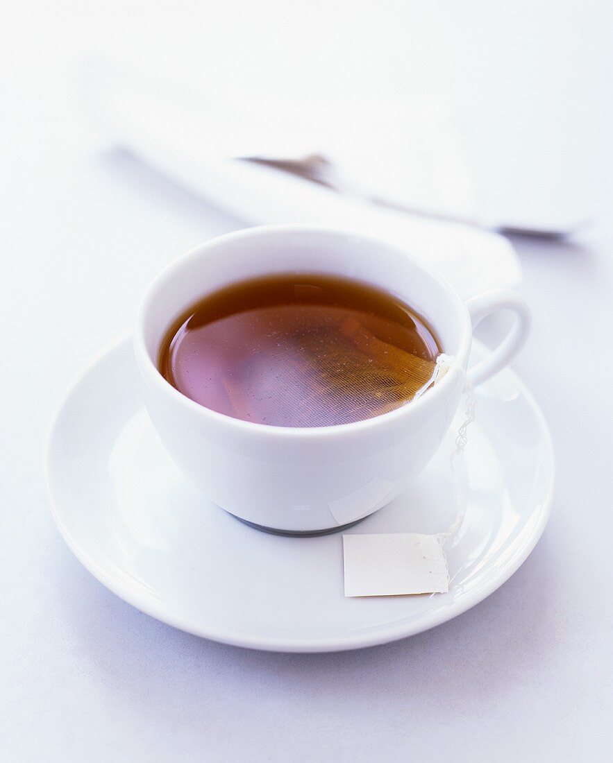 A cup of tea with tea bag