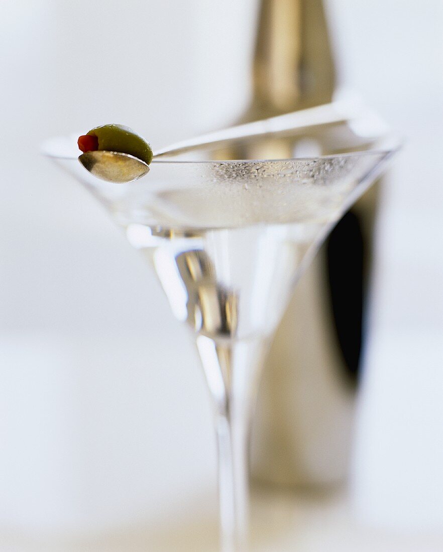Martini with stuffed olive