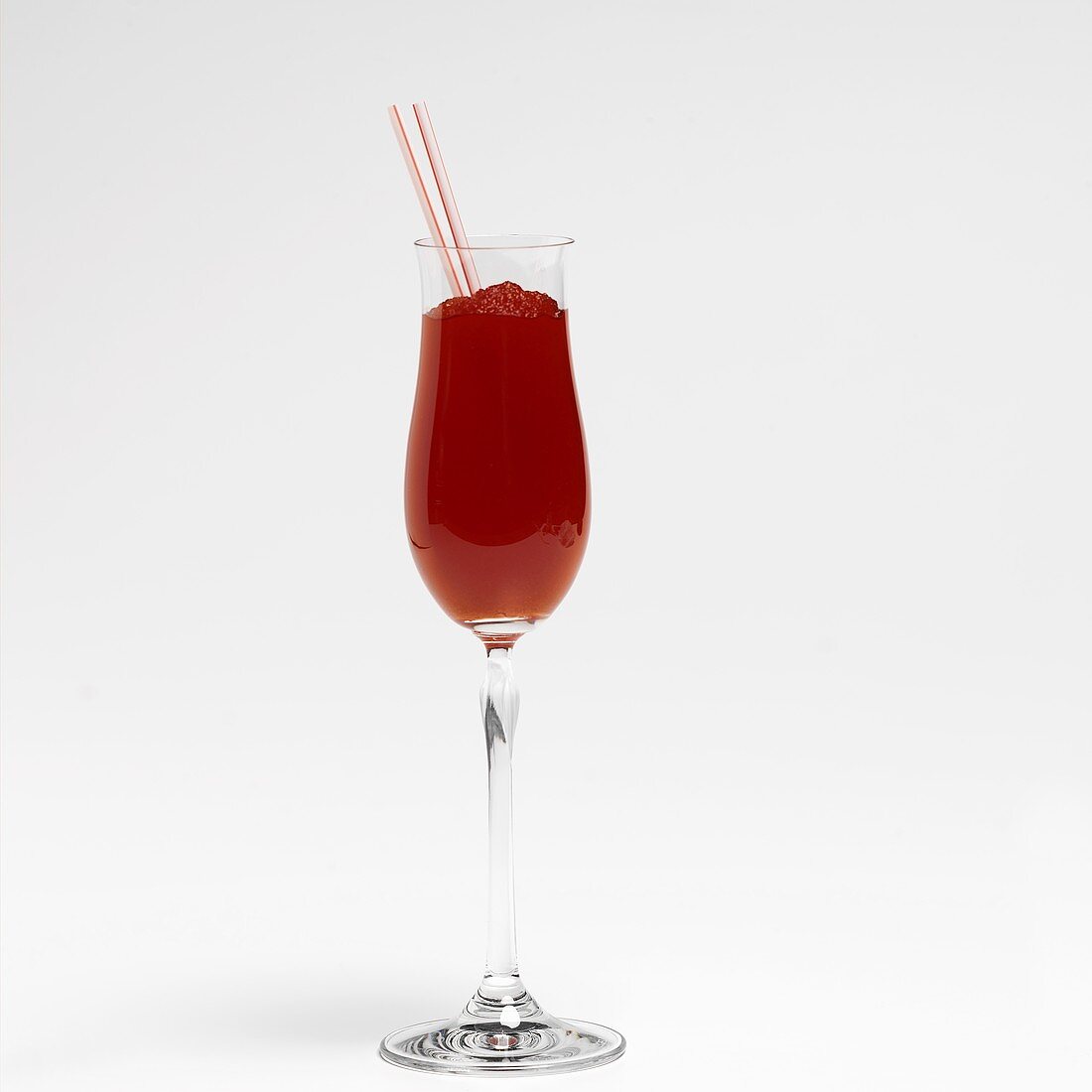 Single Tropical Blush in Stem Glass with Straw on White Background