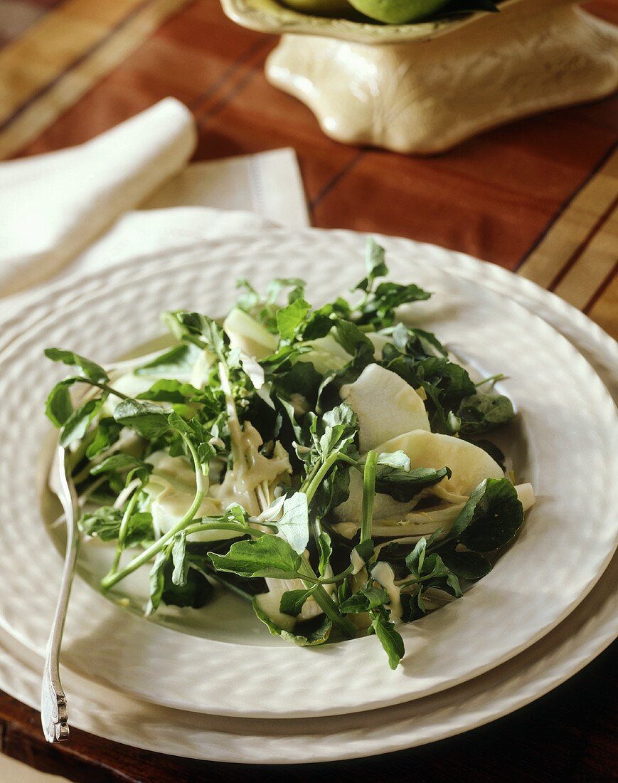 Watercress and pear salad