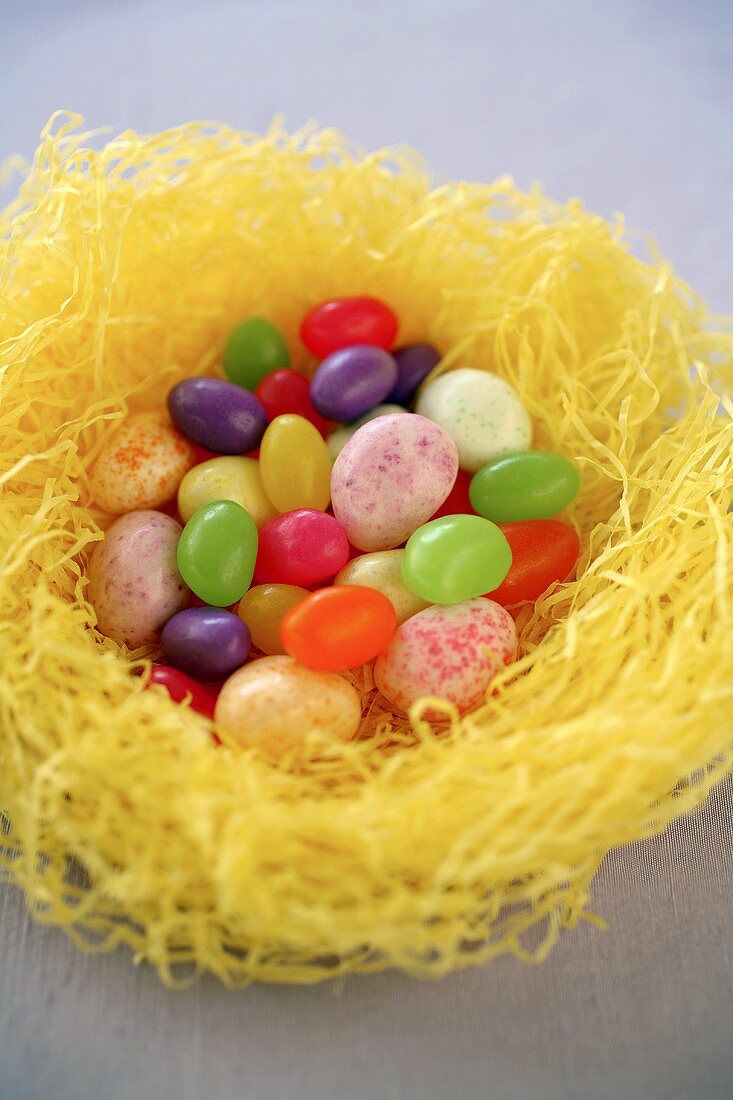 Easter Candy Nest, Birds Nest Full of Jelly Beans and Candy Eggs