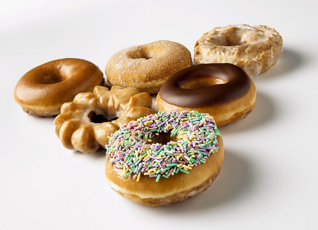Assorted Donuts on a White Background