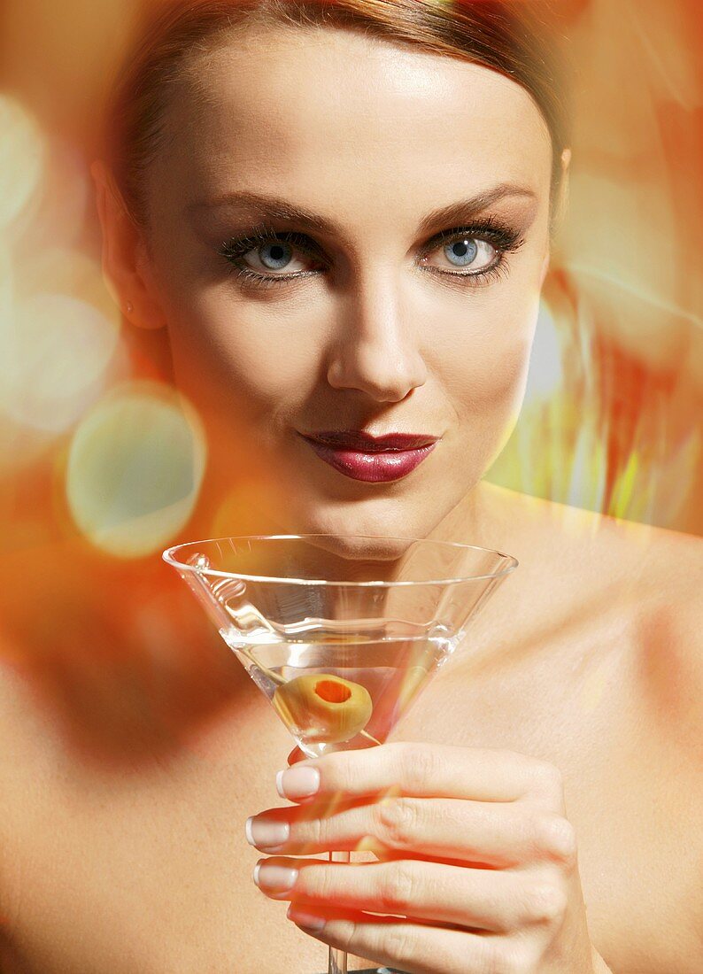 Close-up of Woman Holding Martini