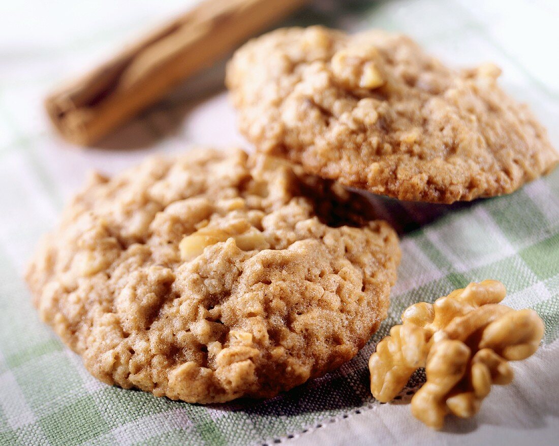 Two oat and nut biscuits