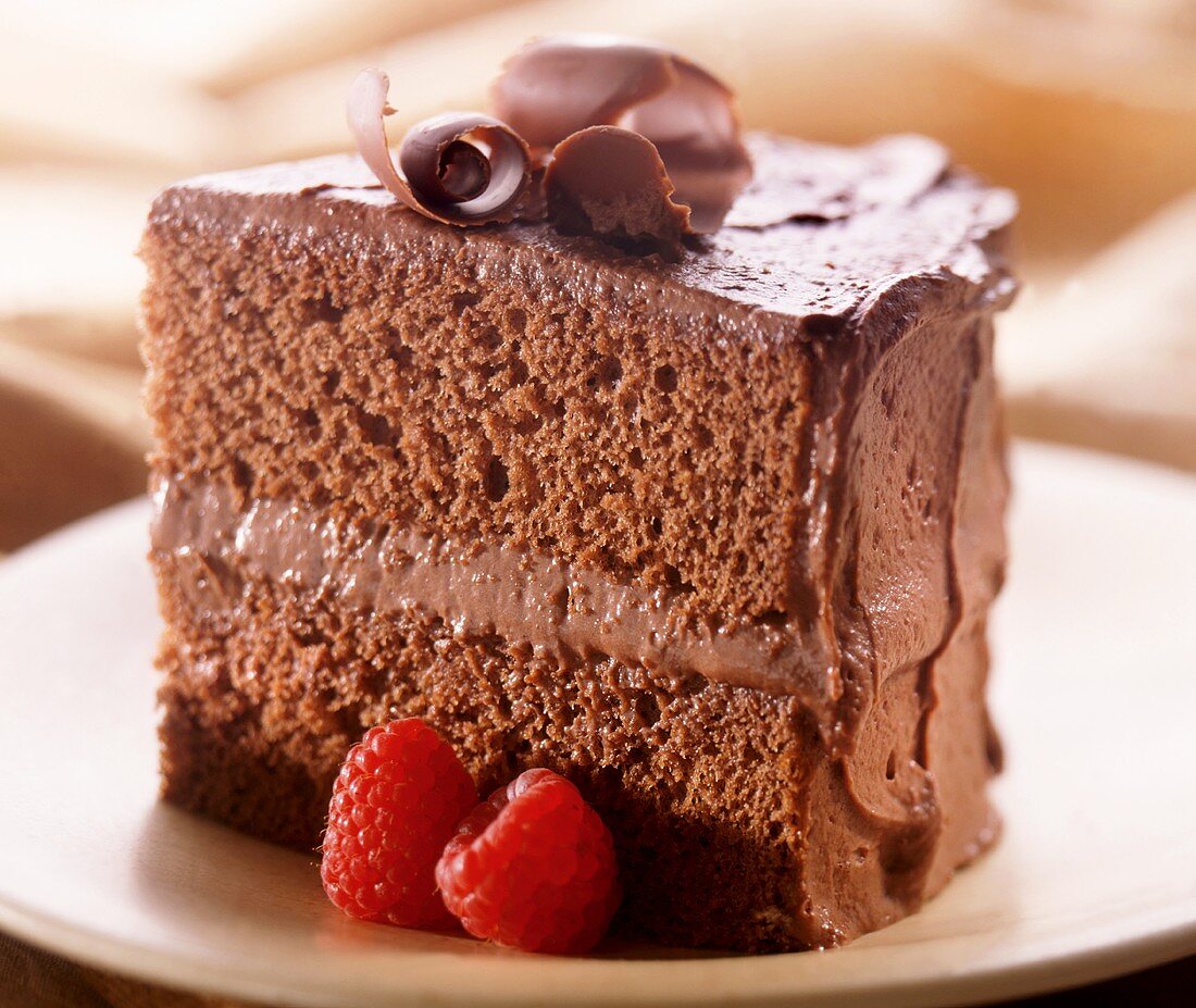 A piece of chocolate cake