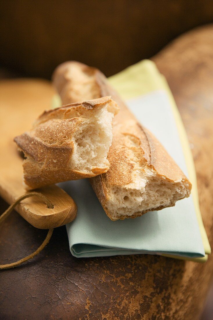 Pieces of crusty baguette