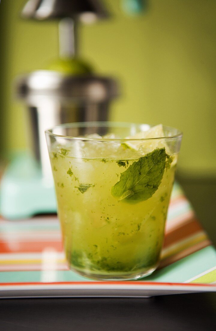 Mojito with lime, rum and mint