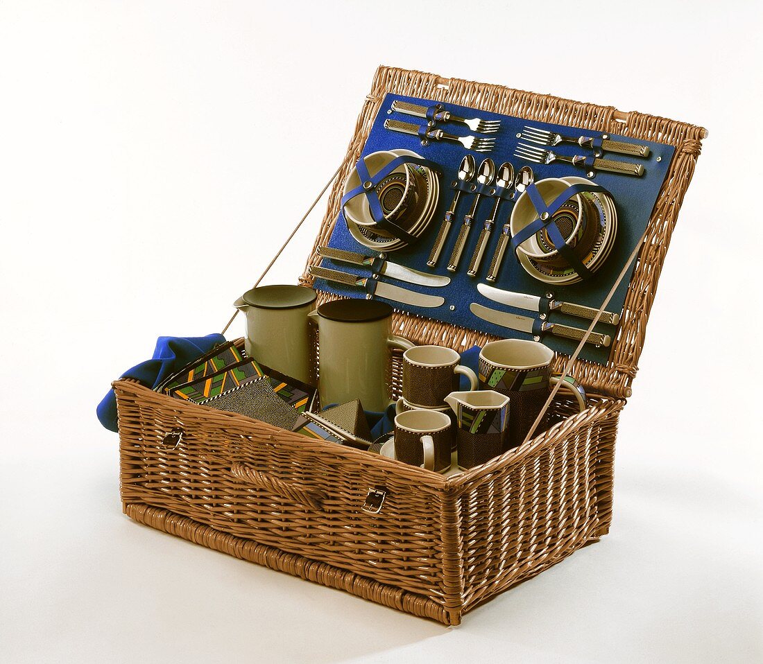 Basket with picnic utensils