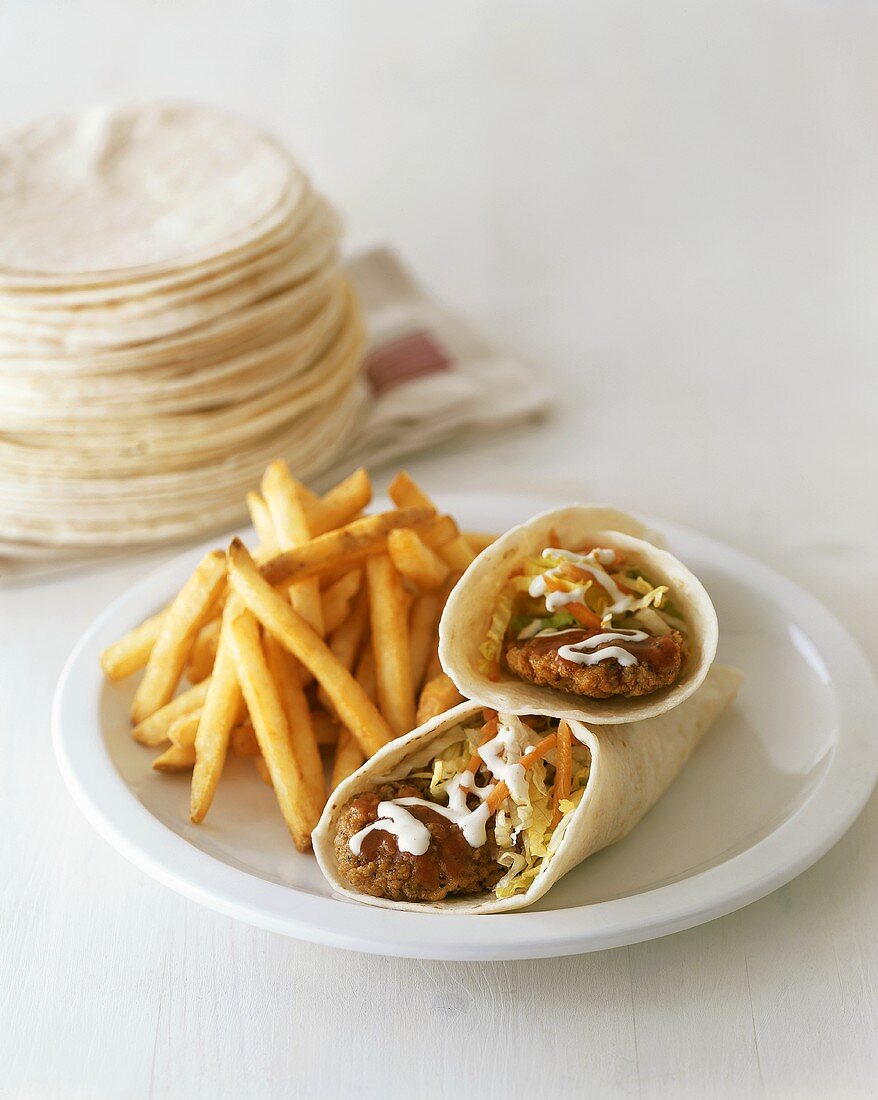 Falafel Wraps with French Fries