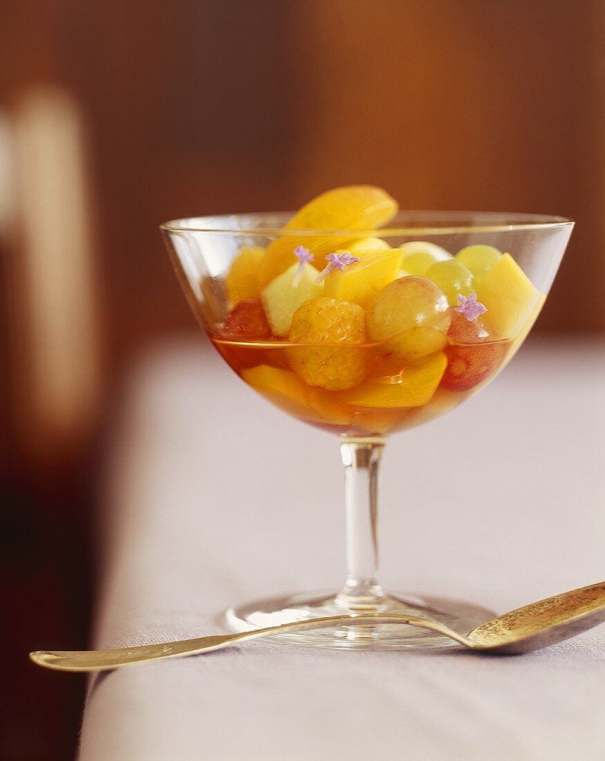 Fruit Salad in a Glass Bowl