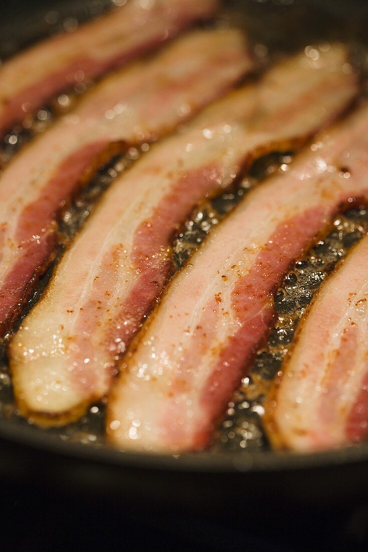Bacon Cooking in a Skillet