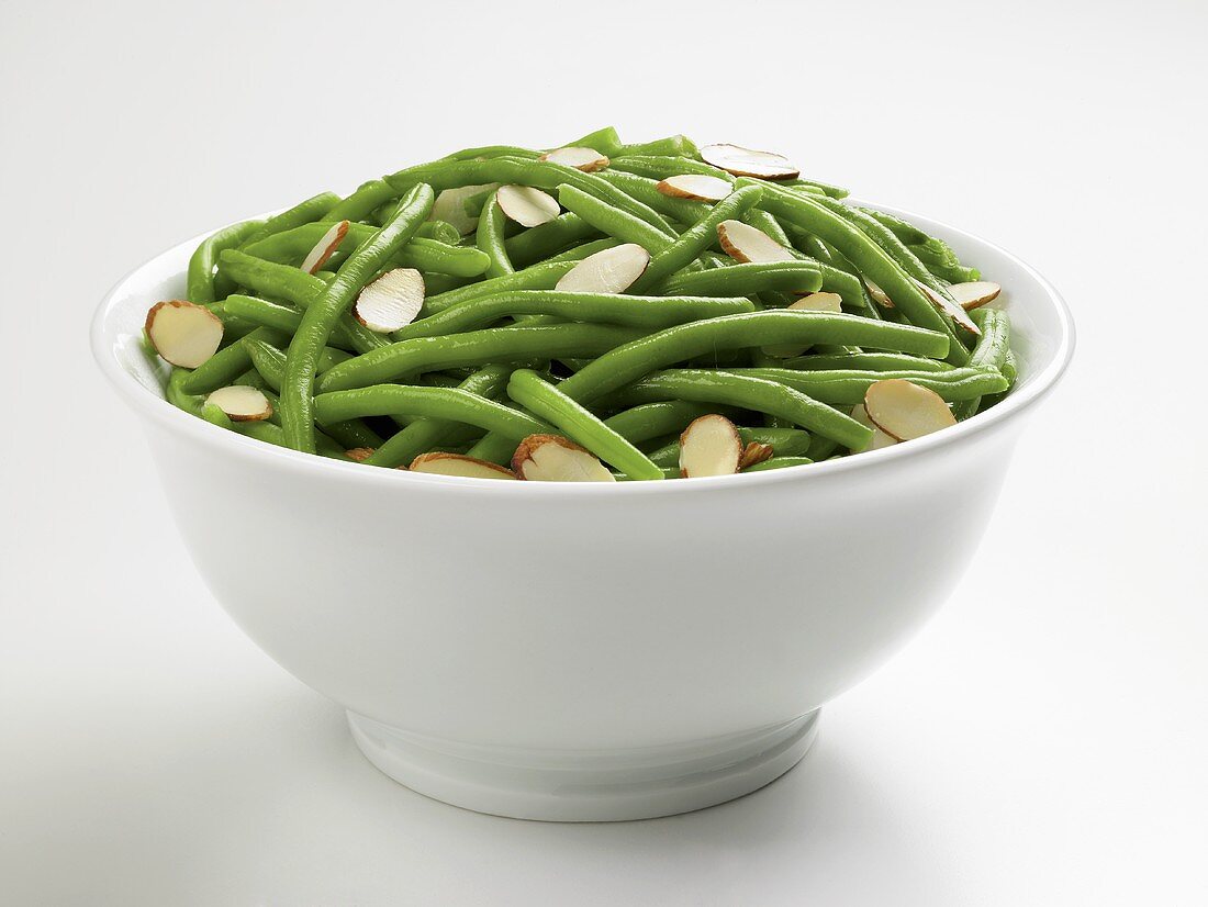 Bowl of Green Beans with Sliced Almonds