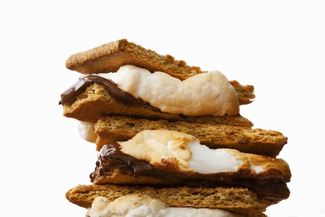 Stacked S'mores on White Background