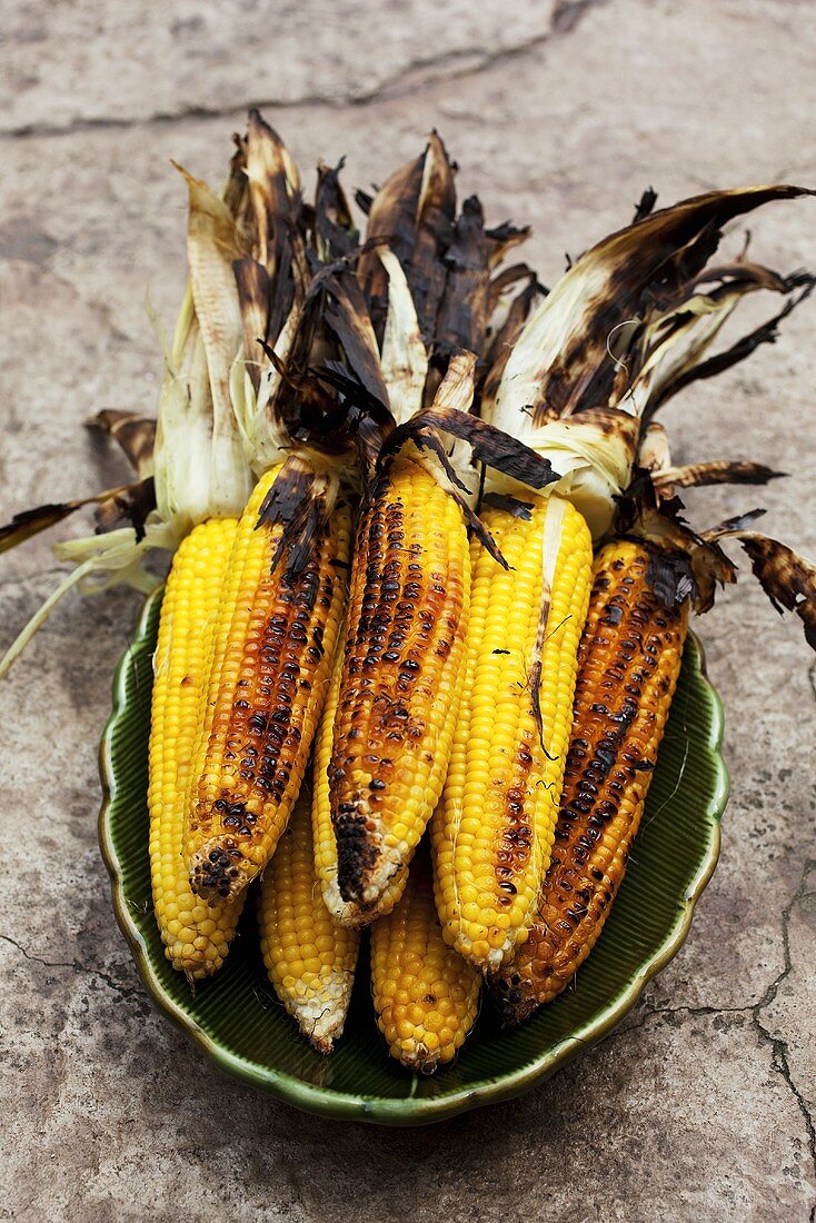 Grilled Corn on the Cob in a Bowl