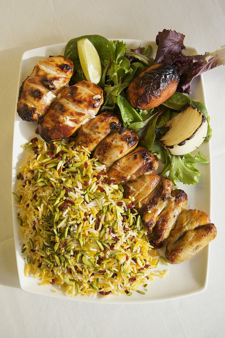 Cornish Hen Kabob with Barberry Rice from Persia