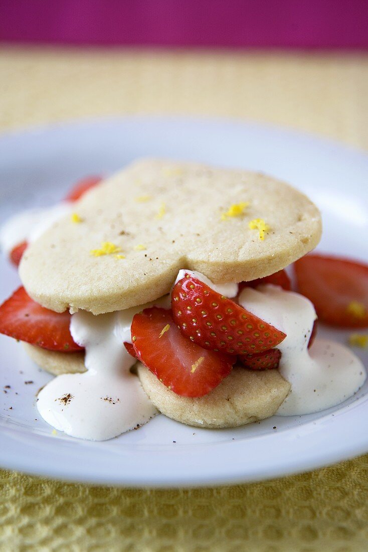 Strawberry Shortcake with Heart Shaped Shortbread