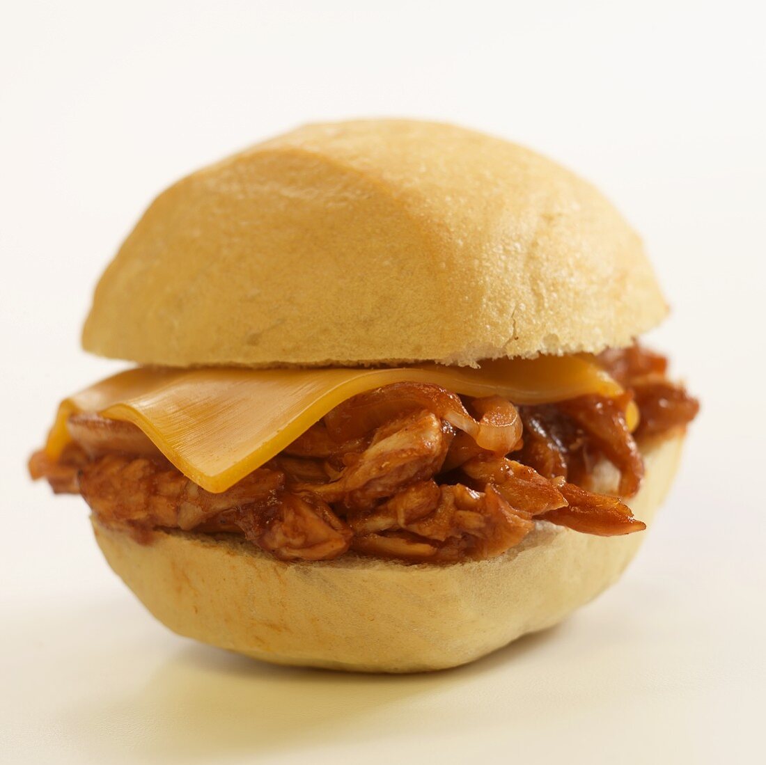 Mini Pulled Pork and Cheese Sandwich; White Background