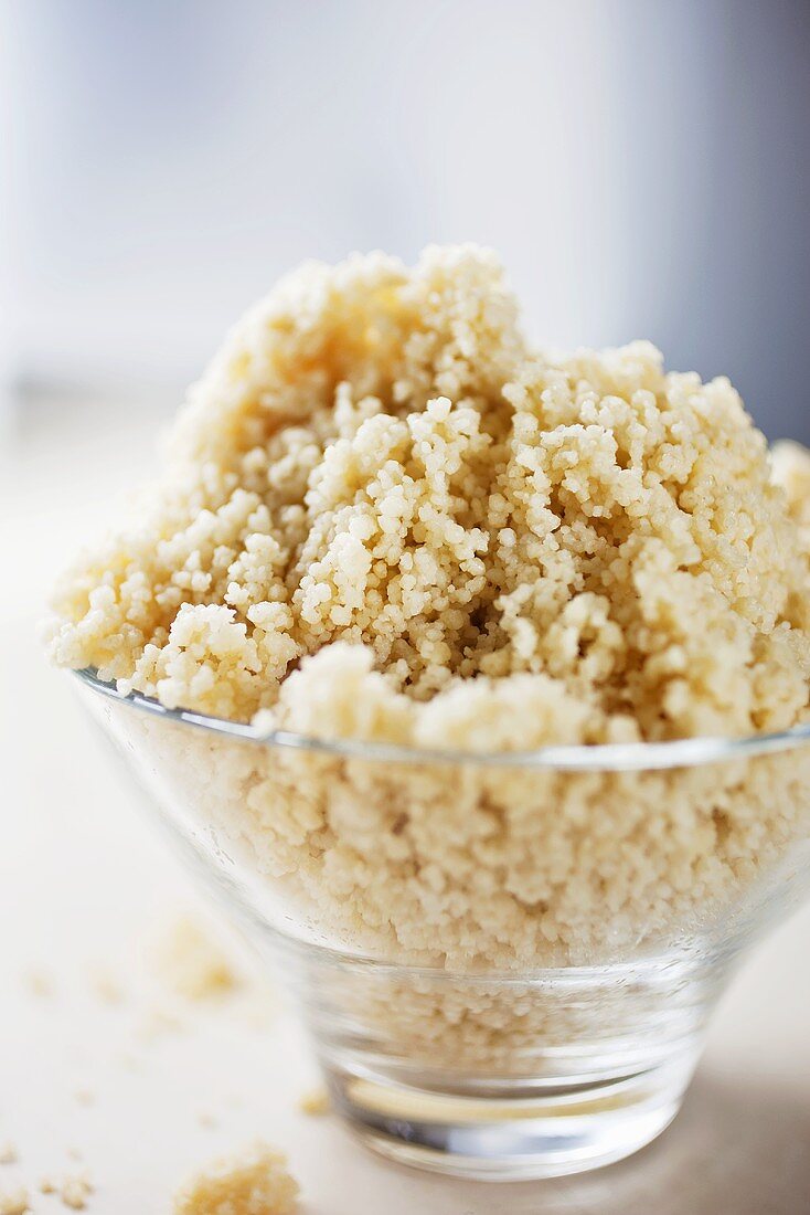 Plain Couscous in a Glass Bowl