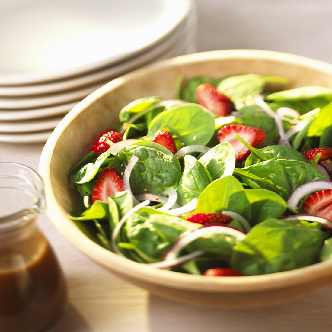 Bowl of Spinach Salad with Strawberries