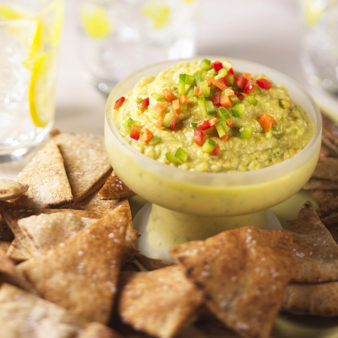 Bowl of Hummus with Pita Chips