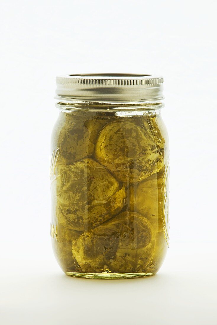 Jar of Homemade Pickled Brussels Sprouts