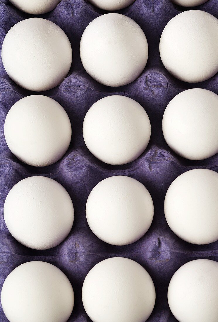 White eggs in egg boxes