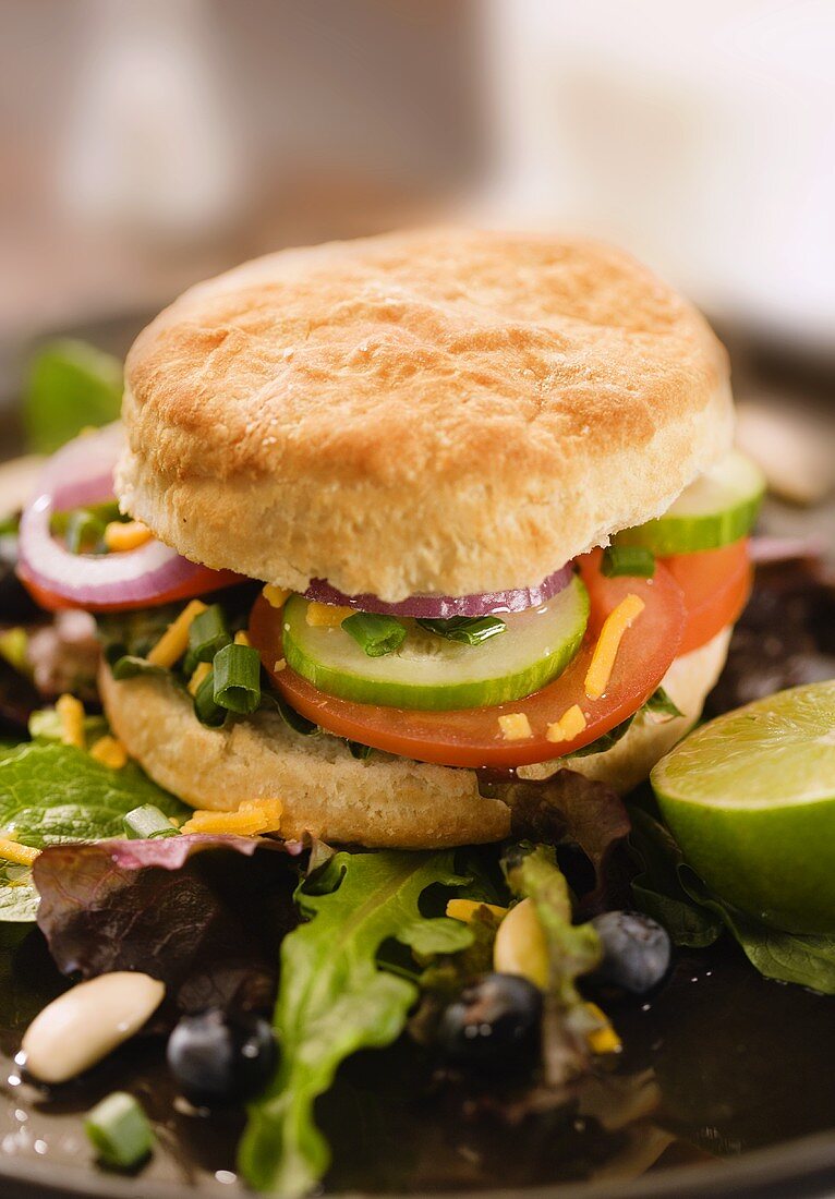 Veggie Sandwich on a Biscuit