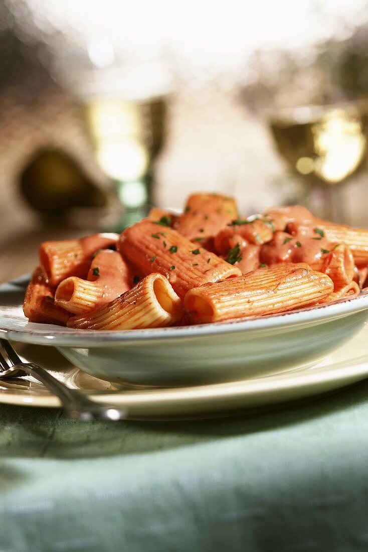 Rigatoni with Vodka Sauce in a Bowl