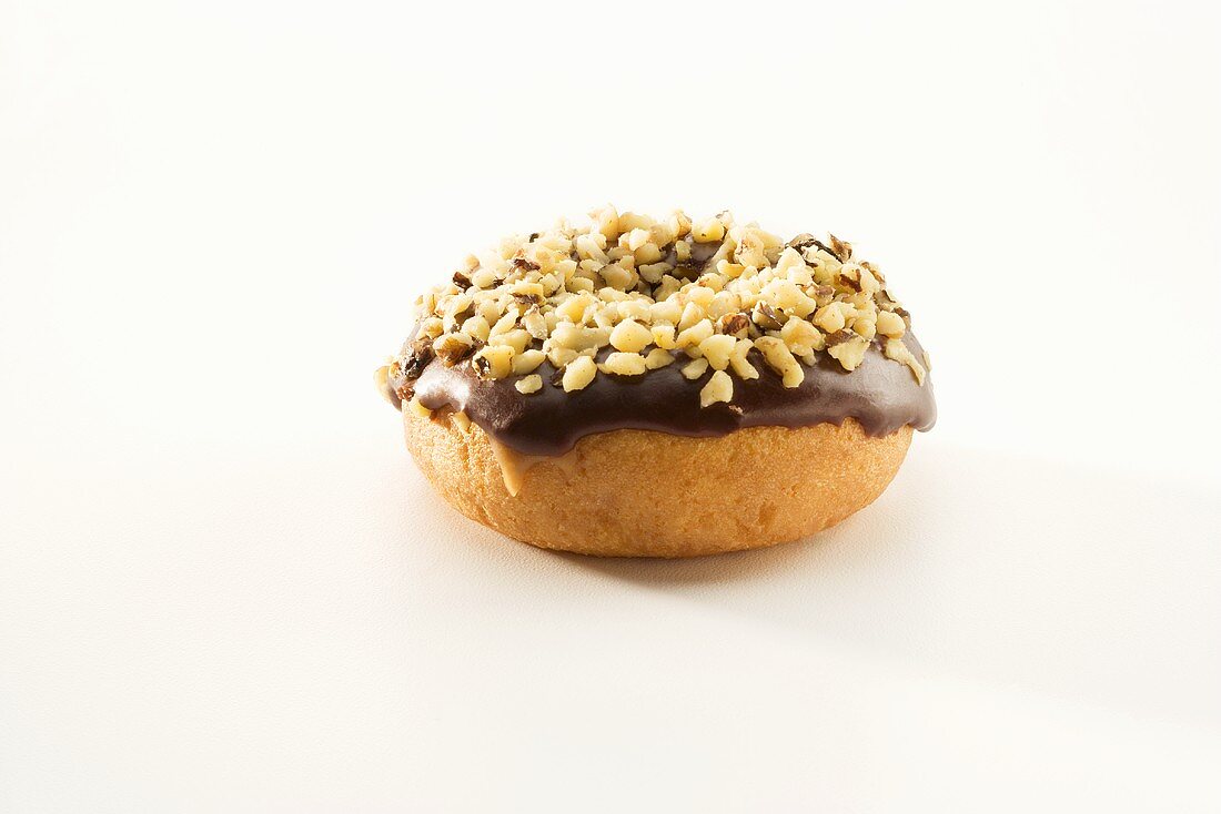 Chocolate Glazed Donut with Nuts