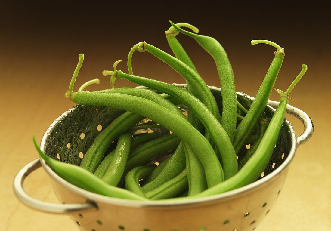 Fresh Green Beans in a Colander
