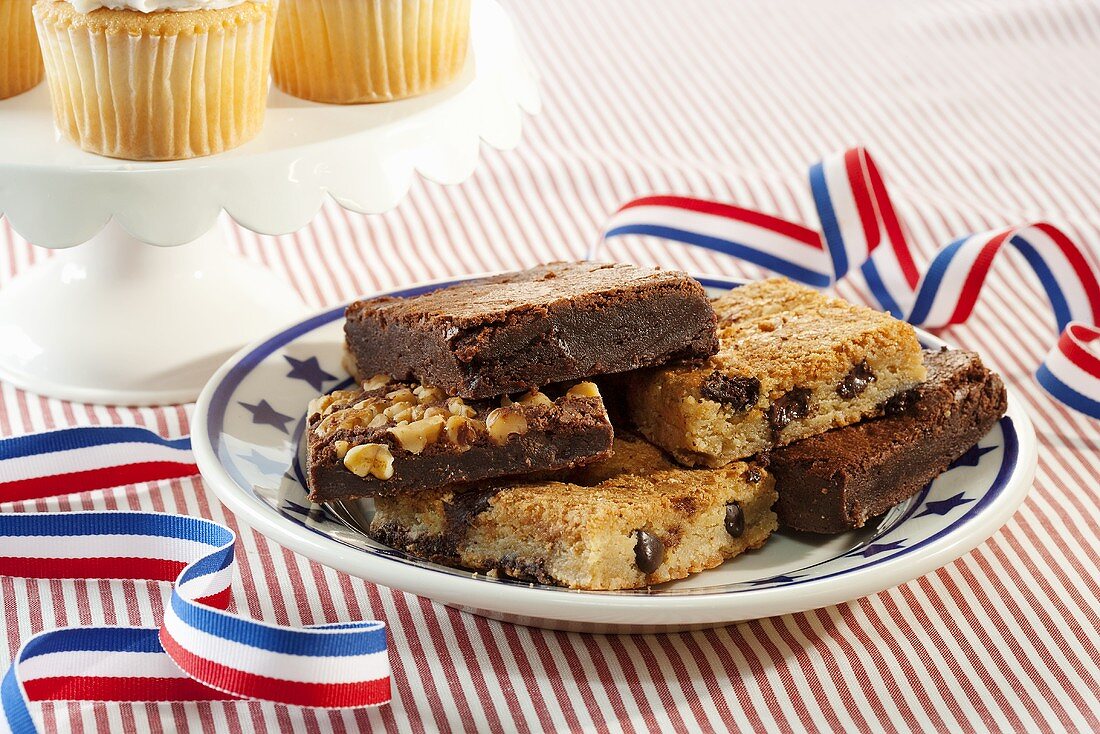 Brownies und Cupcakes zum Fourth of July (USA)