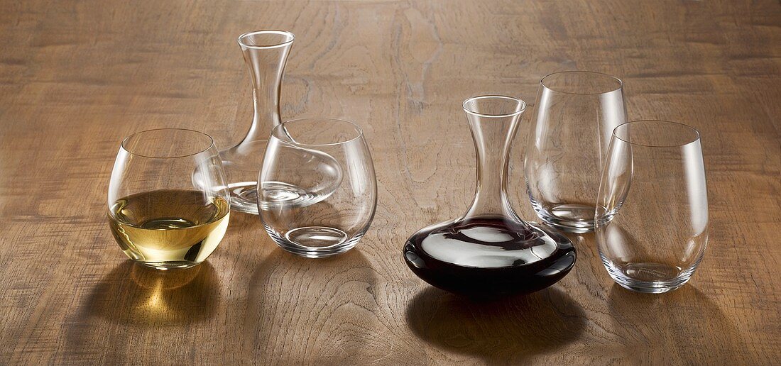 Red and White Wine Decanters and Glasses