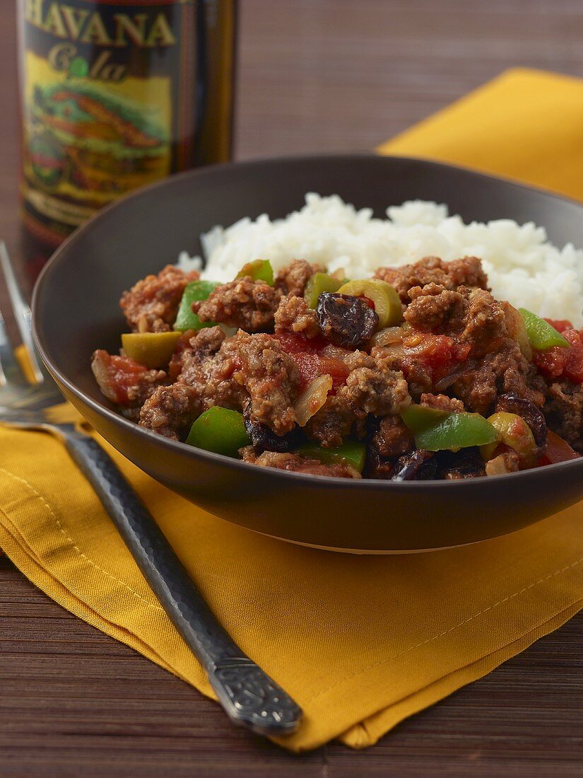 Cuban Picadillo with White Rice