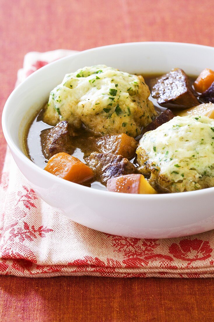 Beef goulash with bread dumplings