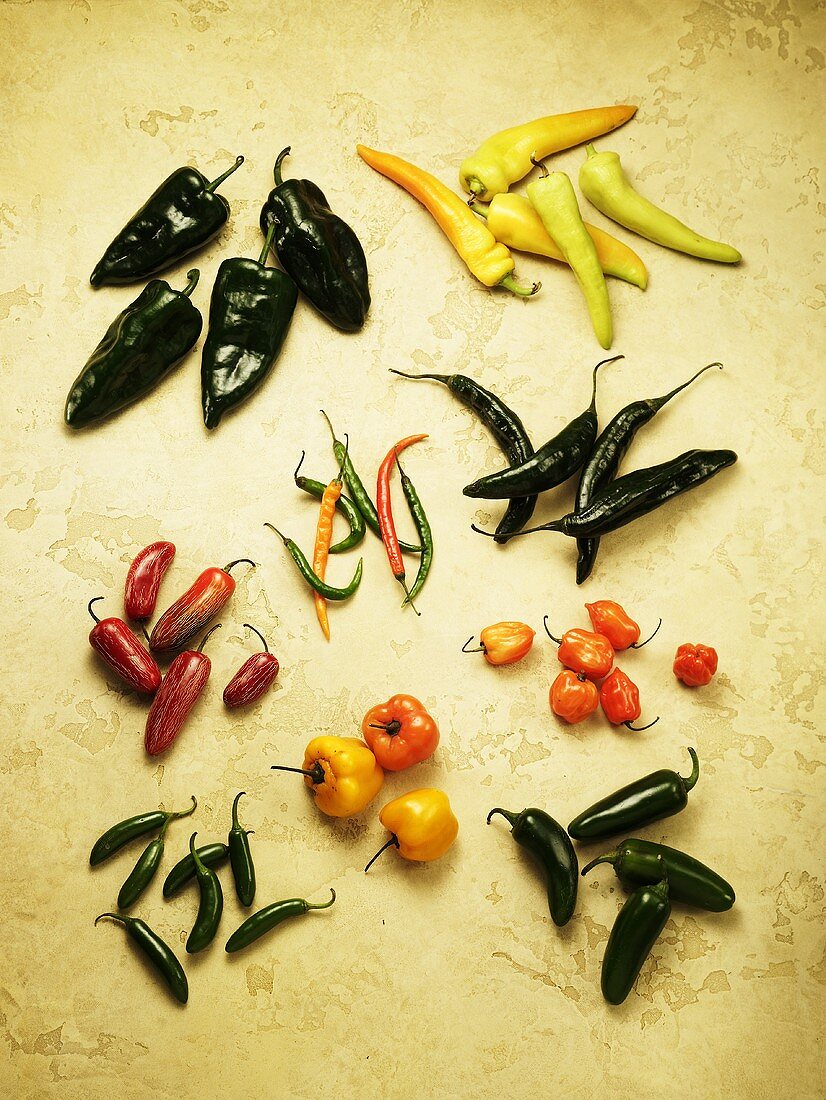 Variety of Fresh Mexican Peppers