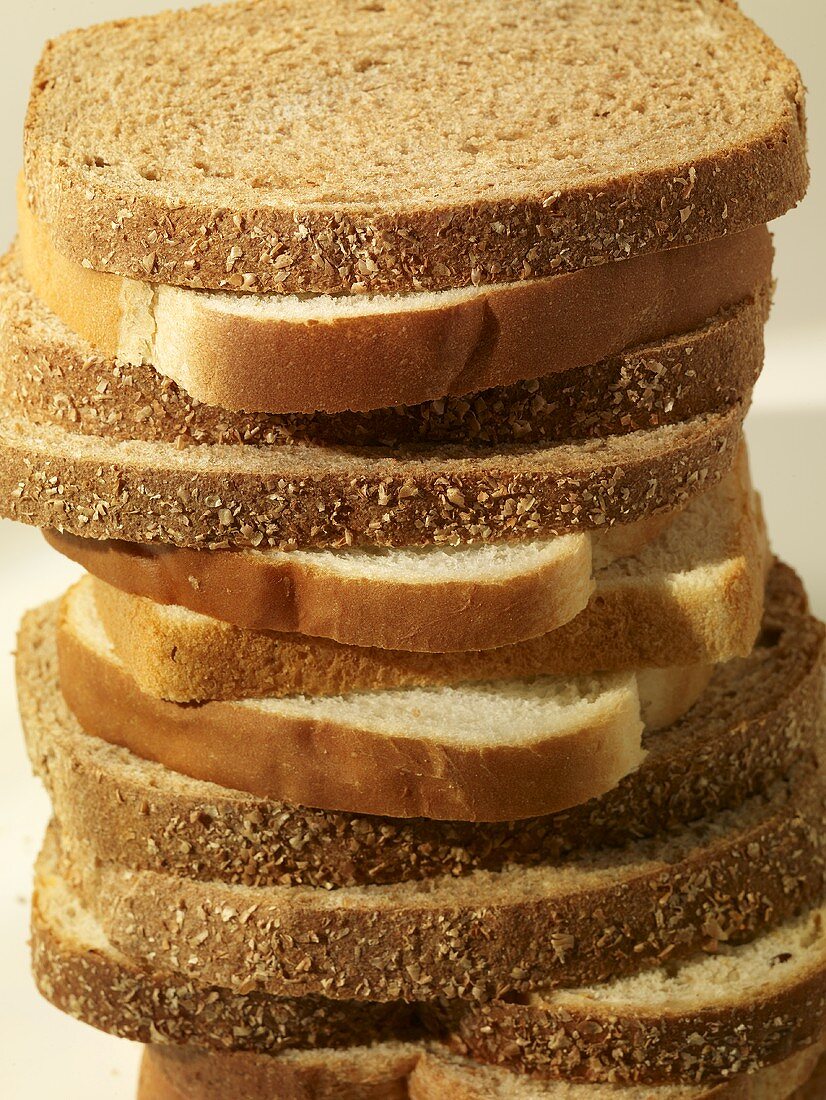 Wheat and White Sandwich Bread Slices Stacked