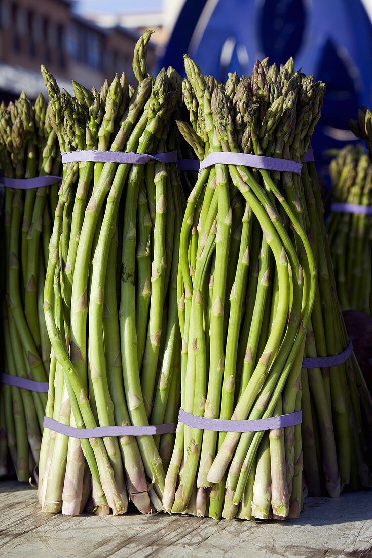 Fresh Bunches of Asparagus at Farmer's Market
